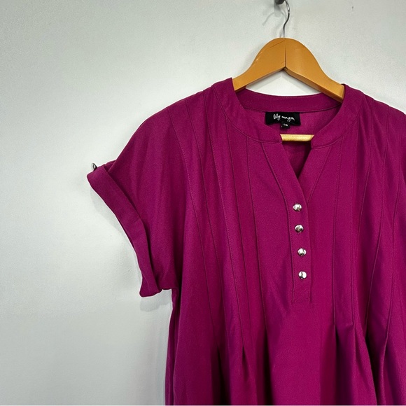 LILY MORGAN purple short sleeve blouse L - Picture 3 of 8